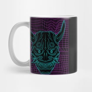 Aesthetic Synthwave Neon Blue Oni Demon Mug